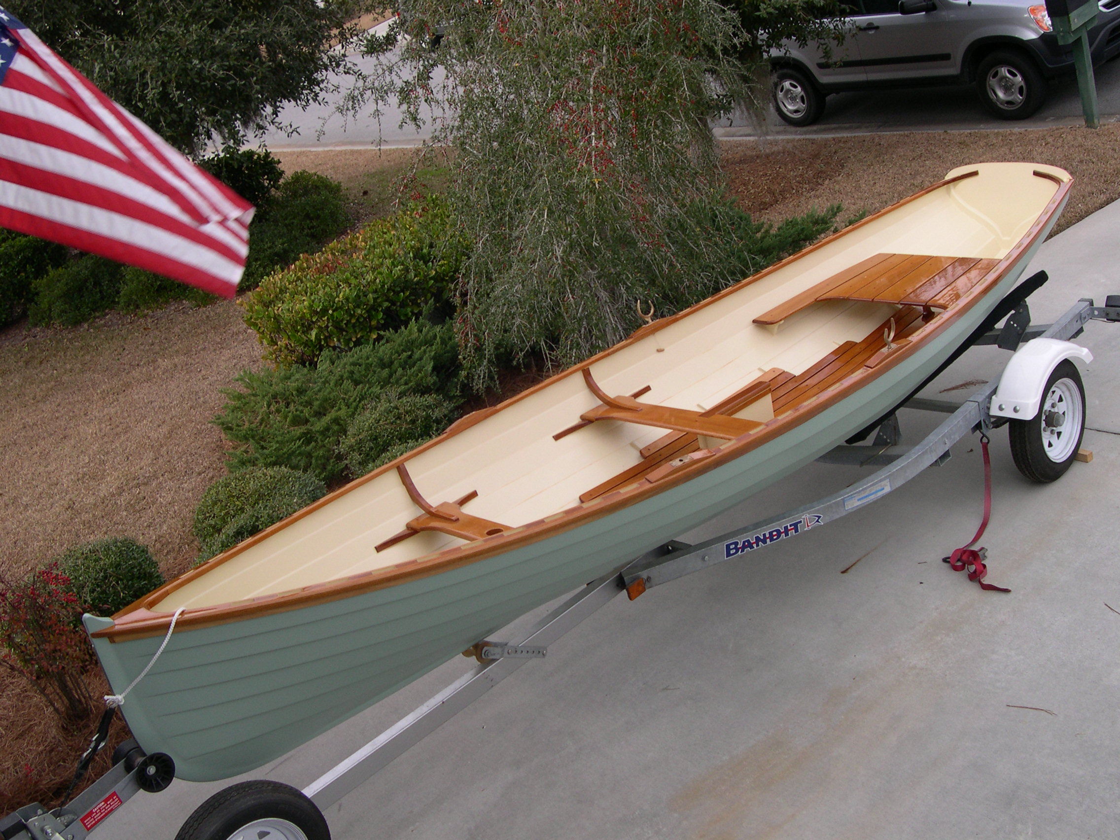 classic wooden oxford wherry rowboat built from a kit